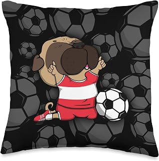 Pug Dog Austria Soccer Fans Jersey Austrian Football Lovers Throw Pillow