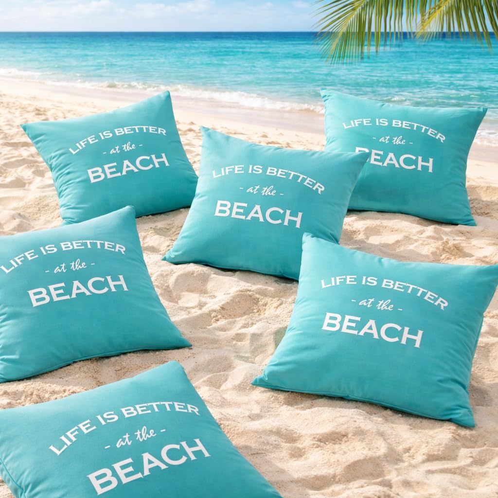 chillisy® Cuscino per esterni Premium Life is Better at The Beach – Cuscino da giardino – cucito in Germania – 5 anni di garanzia di colore