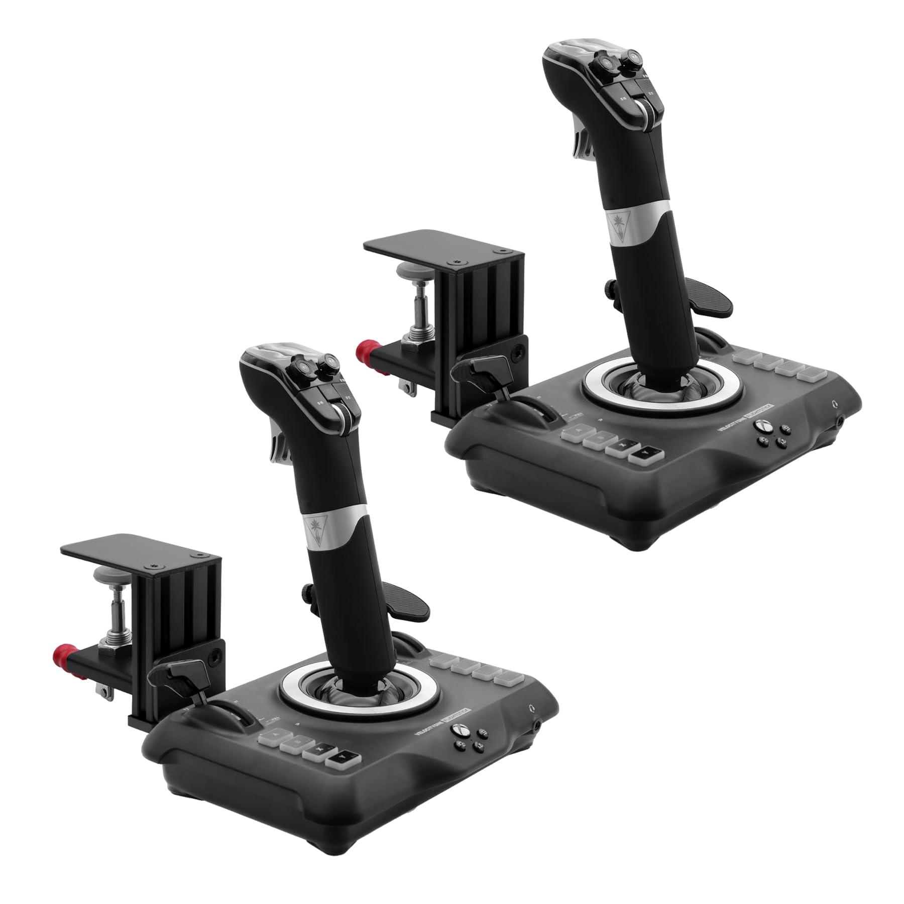 HUYE 2 Pack Metal Desk Mount Bracket Holder Compatible with Turtle Beach VelocityOne Flight Stick & Logitech G Extreme 3D Pro USB Joystick for Windows (Flight Stick Not Included) - Black