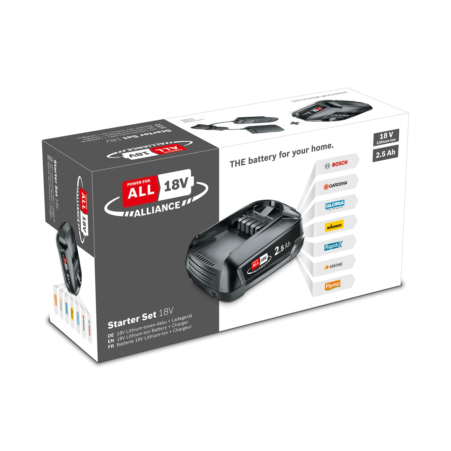Bosch Home and Garden Bosch Akumulator i Ładowarka Zestaw Startowy 18 V, 1 Akumulator 2.5 Ah, Ładowarka al 18V-20, System 18V, Opakowanie Kartooptymalne