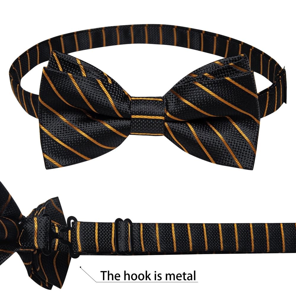 JFDBGU Pre-tied Bowtie Classic Wedding Bow Tie Cufflinks Set for Party Silk Striped Knot Gift Man's Accessories