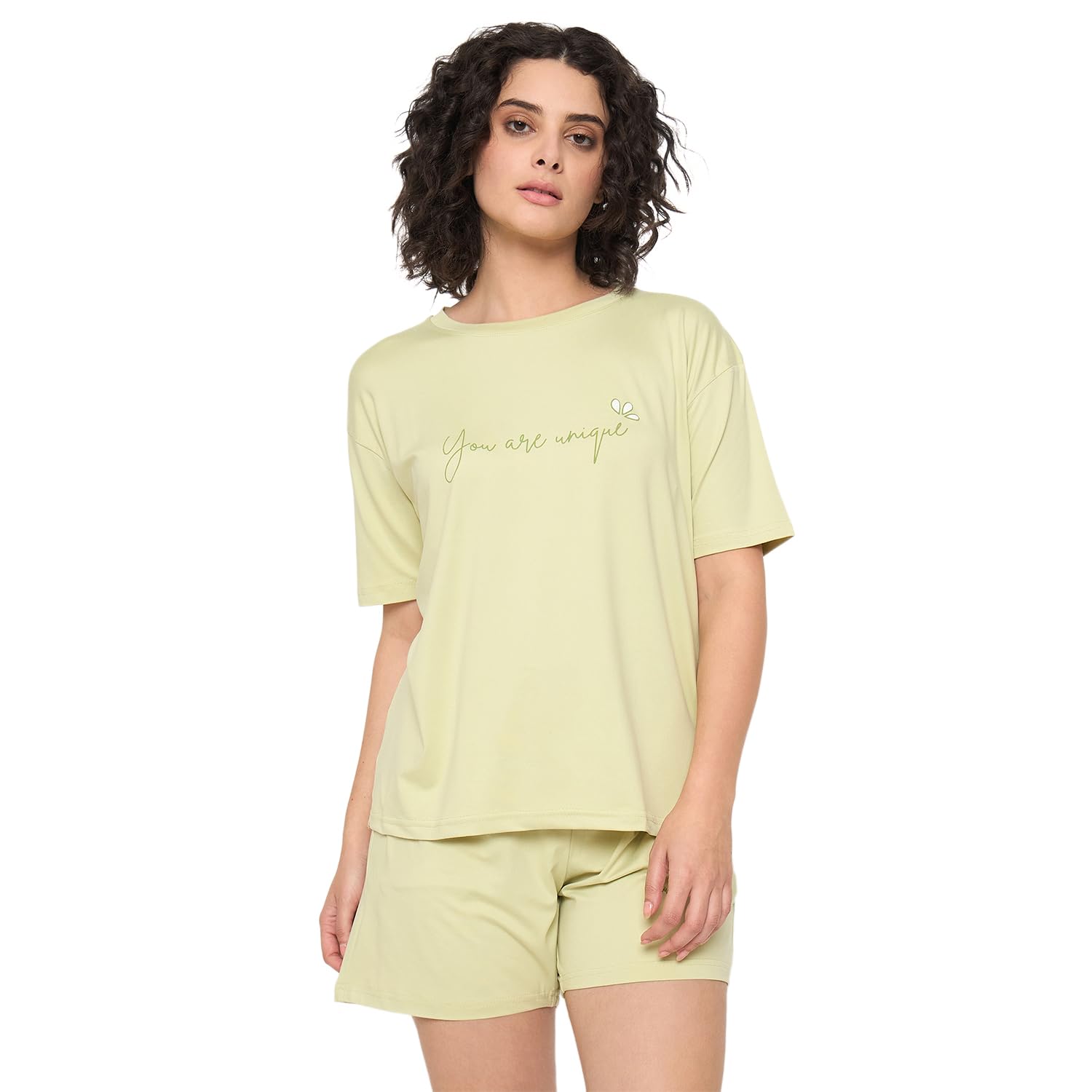 Women's Cotton Loungewear Set, Short Sleeve T-Shirt and Shorts