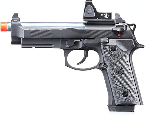 KLI KL-92 Brettaa Elite IA Dual Power CO2Gas Blowback Polymer Airsoft Pistola con punto rojo (barril plateadogas verde)