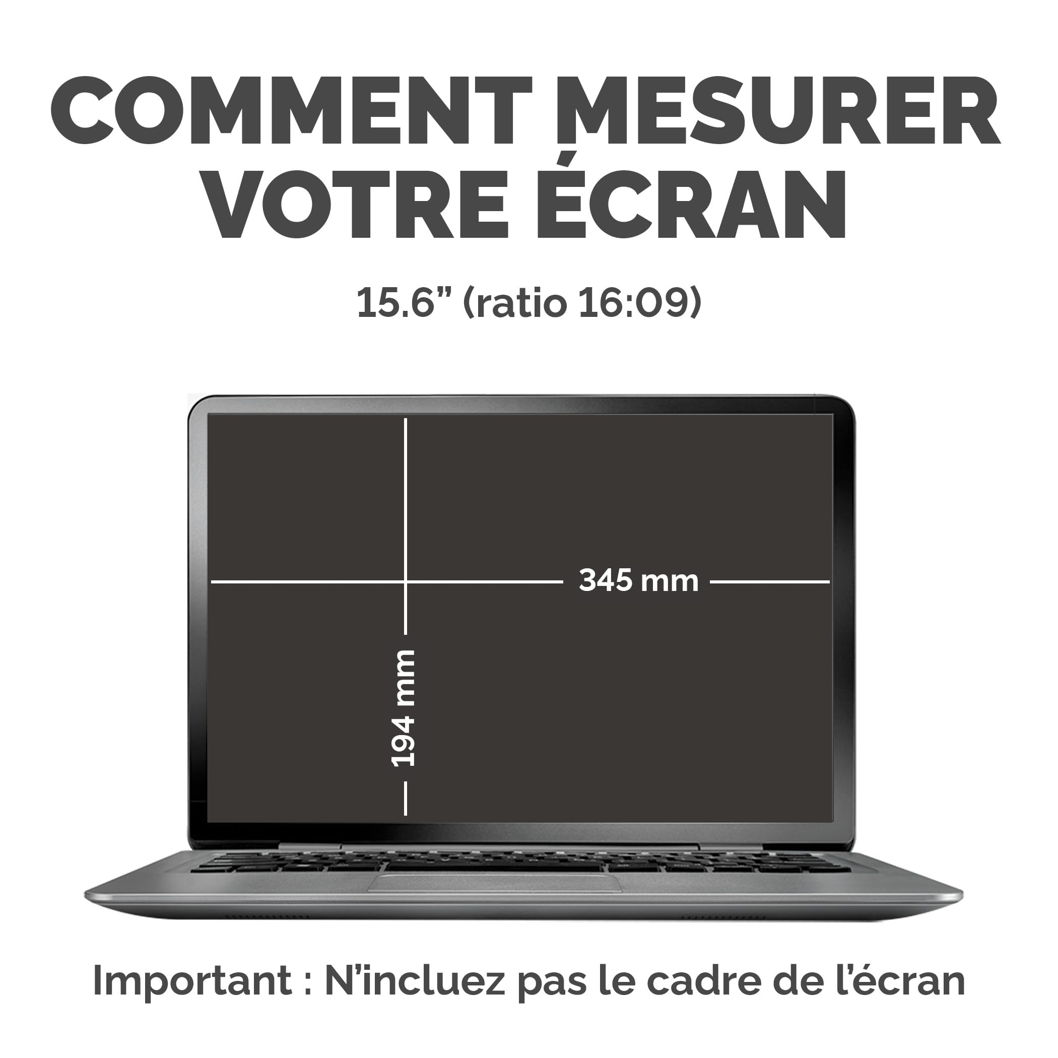 Fellowes Filtre de confidentialité PrivaScreen™ - Protection d’écran pour ordinateur portable 15,6 pouces (format 16:9, 345 x 194 mm) - Fixation et retrait faciles avec languettes Quick Reveal