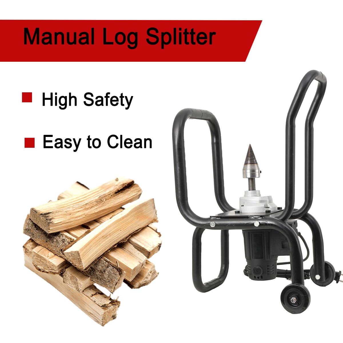 Fendeuse de Buches électrique Fendeuse Bois Fendeuse Fendeur de Buche Electrique 420 U/min 2000W Fendeur de Bois Electrique Fendeuse de Bois