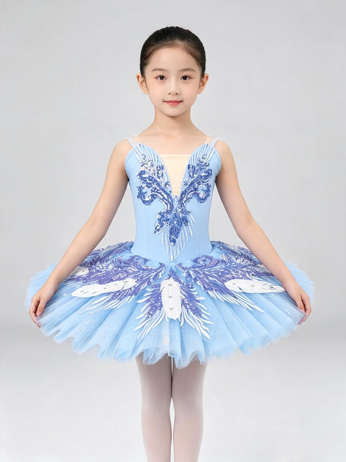 Abito da Balletto tutù per Bambina Body Ginnastica Costume per Gare Danza | Pattinaggio con cinghie ginnastica abbigliamento da ballo abiti cigno fatato spettacolo ballo sala costume da ballerina