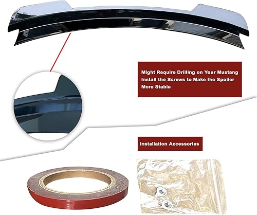 Miniatura 7 de AAriguthel Alerón Mustang Ecoboost 2015-2023 compatible con Mustang V6V8ShelbyGTEcoBoost Coupe 2 puertas modelos GT 350 GT500 estilo ABS maletero