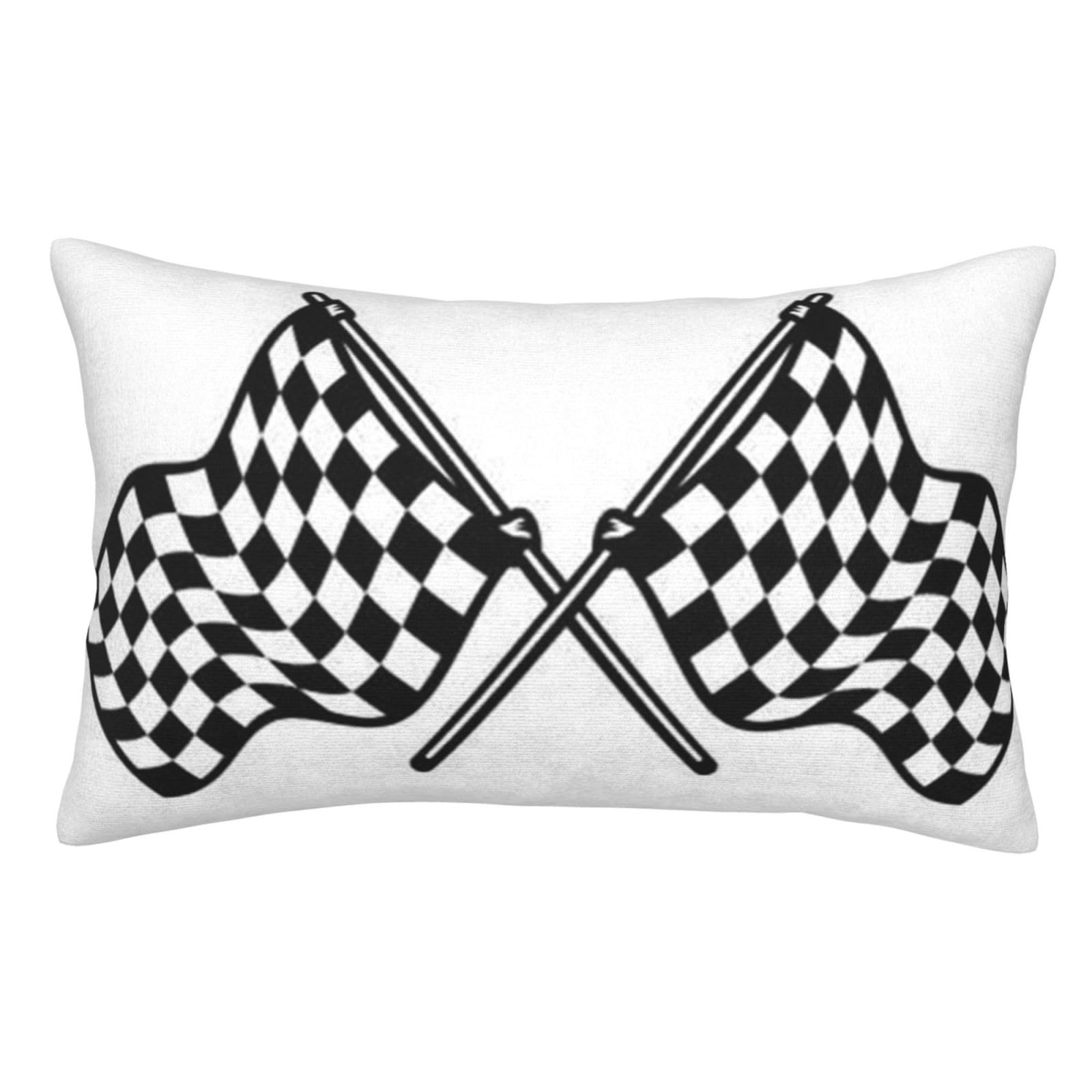 Plush Pillow Cover For Sofa Bed, Checkered Flags Race Flag, Standard Furry Throw Pillow Case 50x75 cm, Decorative Cushion Cover For Bedroom Living Room Decor, Hidden Zipper Pillowcases For All Seasons