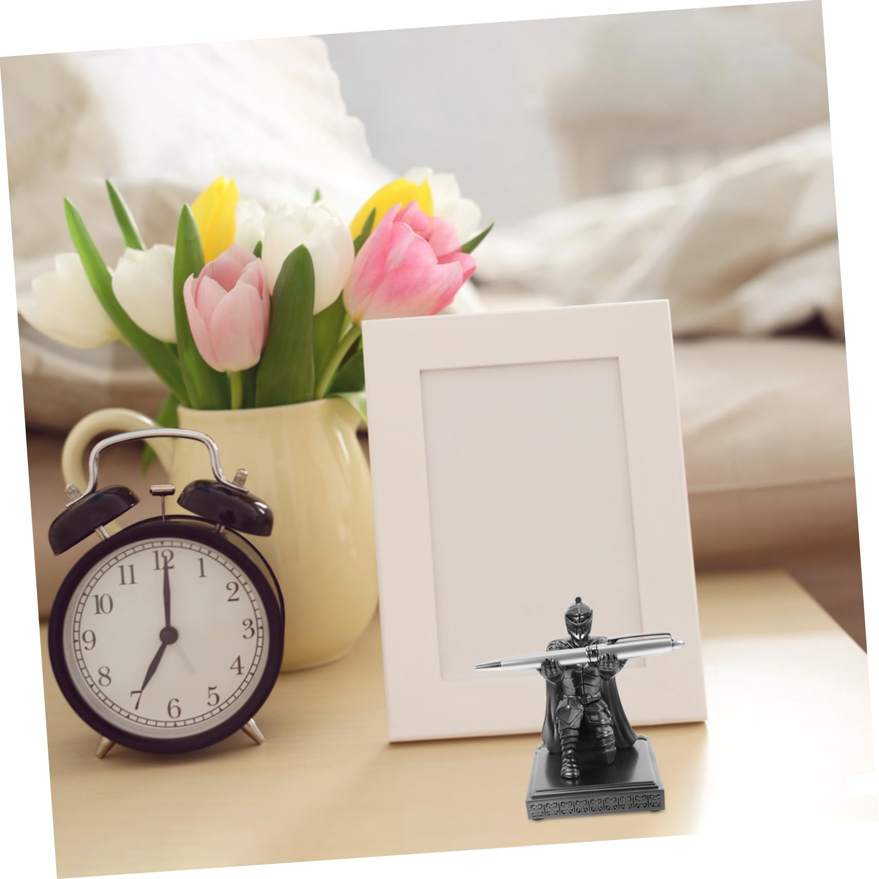 DOITOOL Portapenne Statua Cavaliere in Resina Portapenne Singolo Per Supporto Multifunzionale Per Ufficio e Casa Decorazione Scrivania