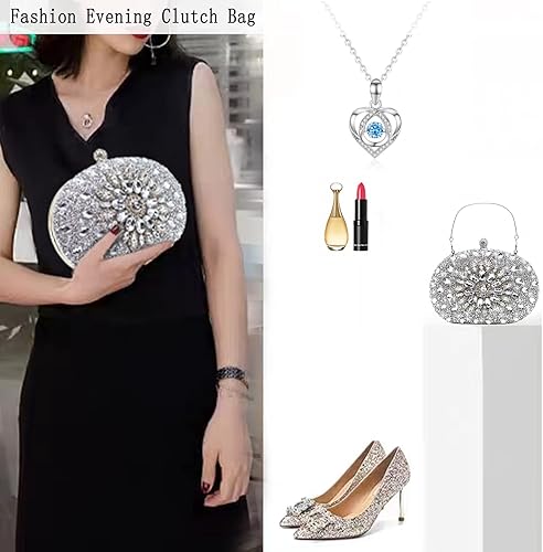 Miniatura 6 de Bolsos de mano de noche con diamantes de imitación para mujer, bolso de mano de boda, bolso de fiesta de novia, diamantes de graduación, bolsos de
