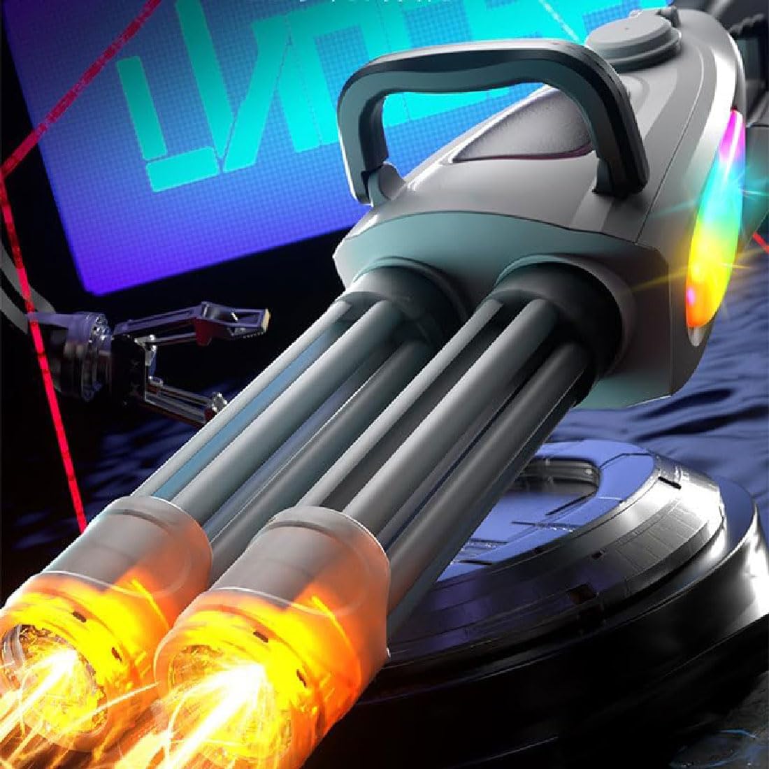 Double Barrel Gatling Electric Water Gun Set, Electric Water Pistols, High Powered Automatic Squirt Guns with RGB Lights, Range to 28-32 FT, Summer Swimming Pools Parties Beaches Outdoor Water Toy