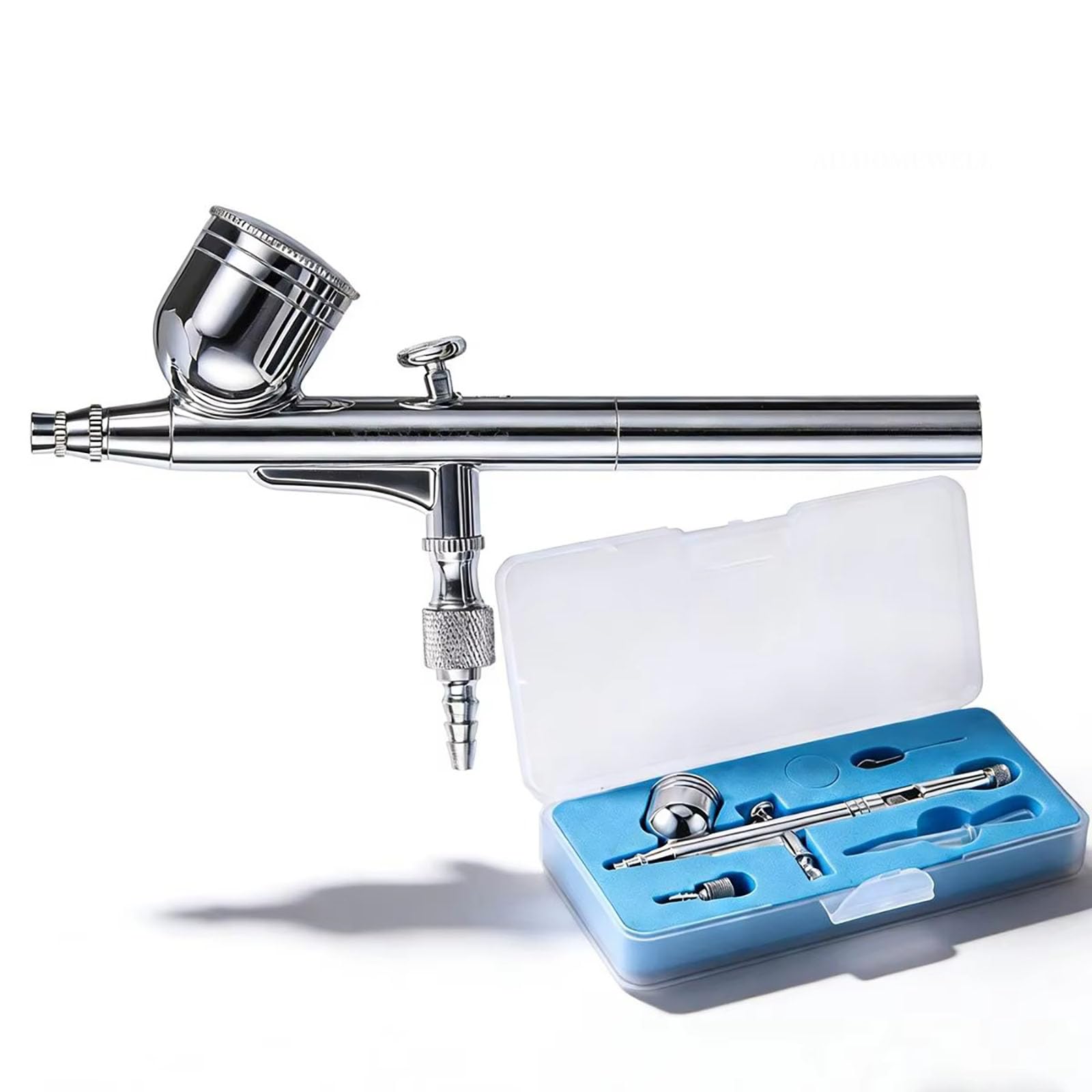 Airbrush Kit, AILHOMEWELL Dual Action Air Brush 1/4 oz Fluid Cup Airbrush Spray Gun Suit 0.3mm Nozzle Cost-Effective Air Brush Set for Model, Tattoo, Makeup, Cake,Nail Art,Miniatures, Painting Decor