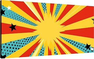 Canvas Wall Art for Living Room Bedroom Comic Cartoon Book Halftone & Trendy Style Sunburst Big Large Wall Art Decor Framed Painting Wall Pictures Prints Artwork Office