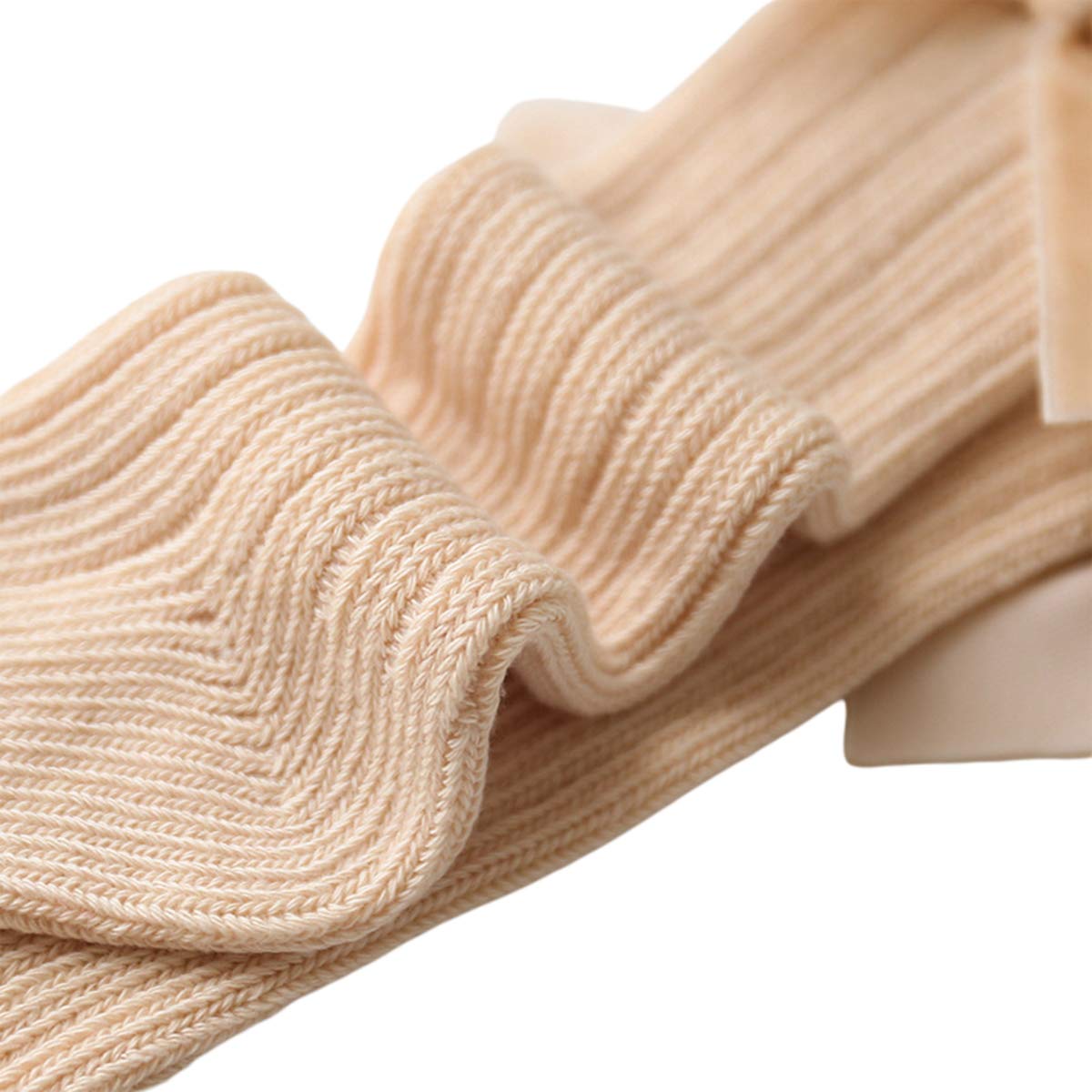 Confezione da 4 calze alte al ginocchio per neonate e bambine con fiocco in maglia di cotone con volant
