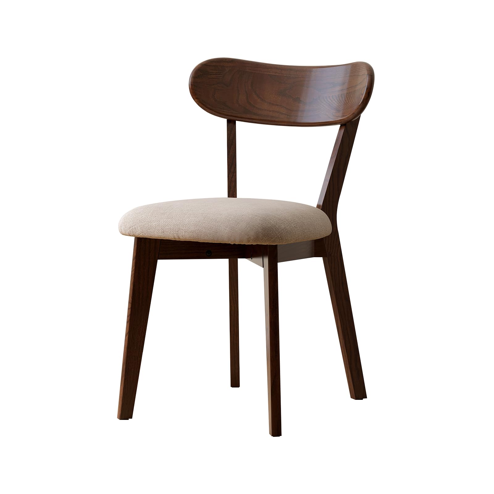 Vadisun 100% Solid Oak Dining Chairs, Mid Century Modern Dining Chair with Curved Backrest, Fabric Upholstered Dining Chairs for Kitchen, Study,