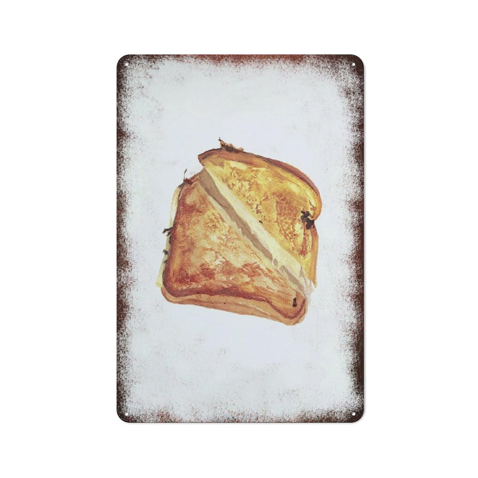 peiyeety Metal Tin Sign Grilled Cheese Watercolor Pattern Vintage Rustic Wall Art Kitchen Bathroom Bedroom Living Room Cafe Farmhouse Entryway Office Garage Home Bar Laundry Room Porch Patio 6x8 Inch