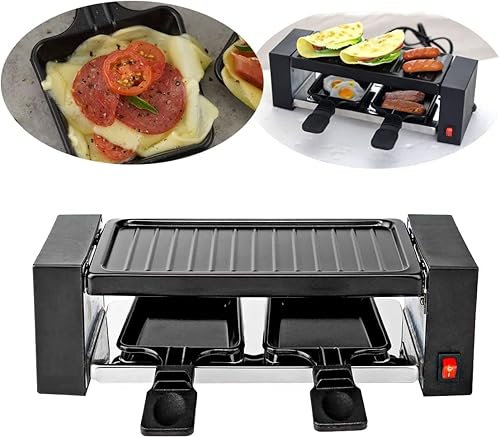 Parrilla eléctrica Raclette gourmet para 2 personas, cocina de mesa antiadherente, divertida parrilla Raclette