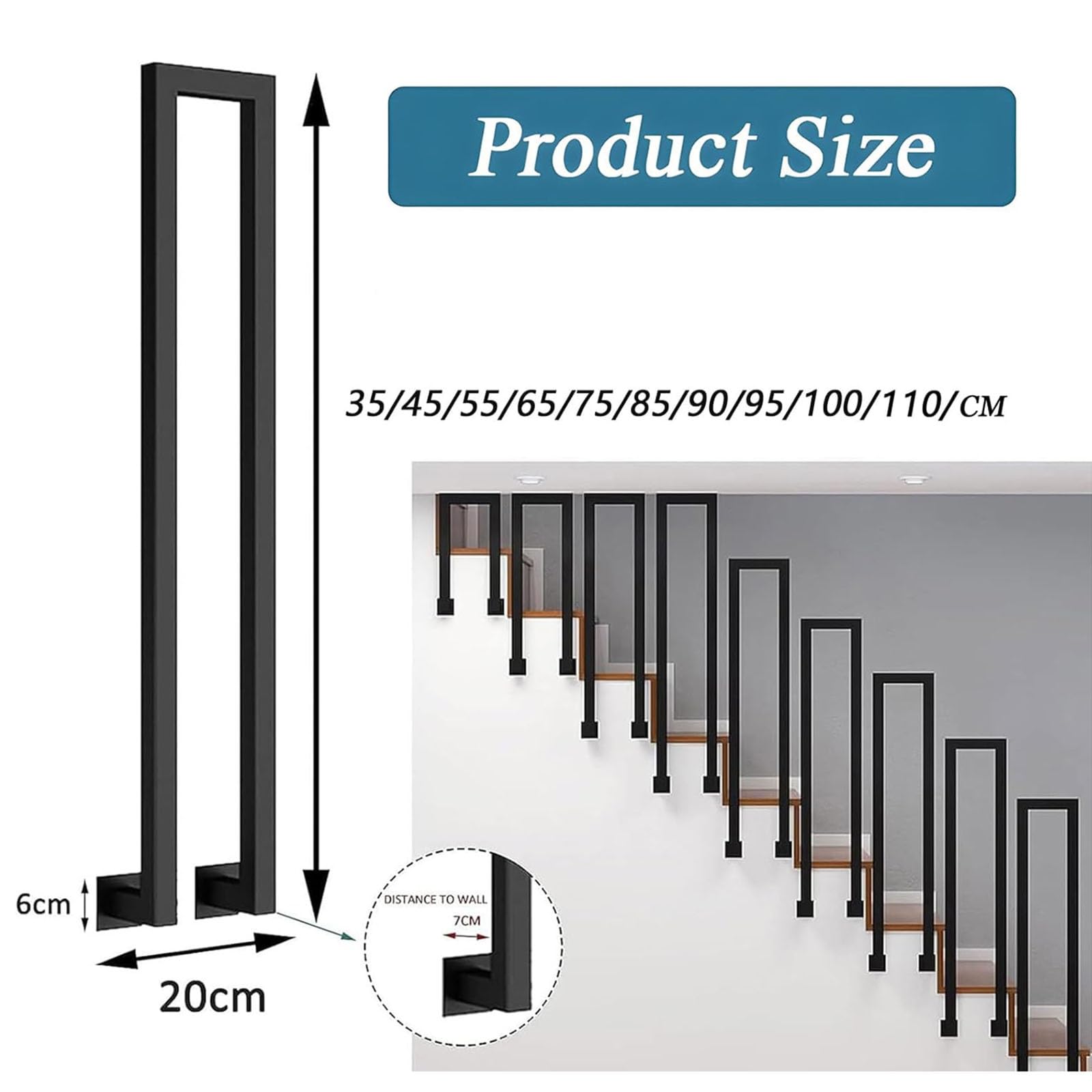 CMBSSTFC d Ringhiera per Scale Interne Ringhiera per Balcone montata lateralmente 90 cm Ringhiera Bianca per corridoi di Appartamenti e Ville – Ringhiera per Scale ed Elegante