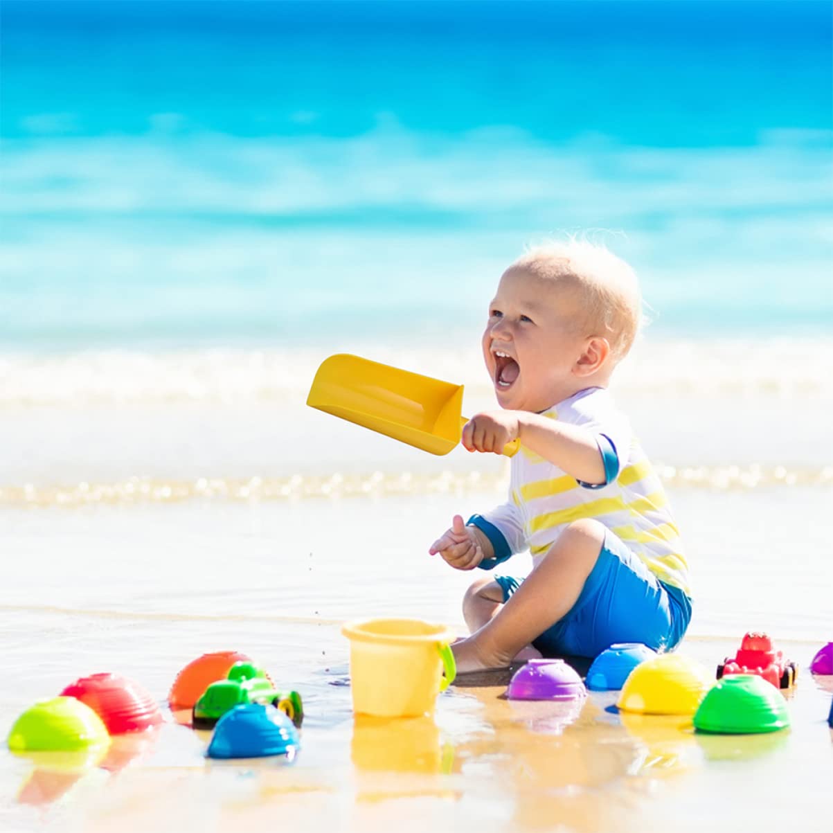 BRIGHTFUFU 5Pcs Plastic Shovel for Beach Digging Tools for Summer Fun for Sandcastle Building and Random Color