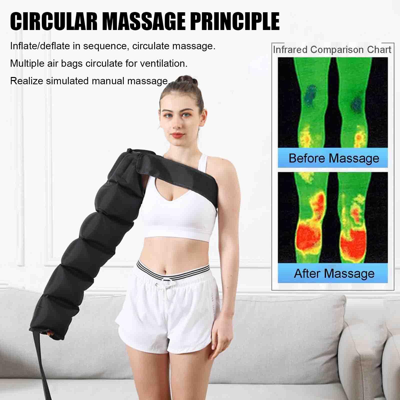 Botas de compresión de aire eléctricas para masaje de piernas con 6 cavidades para alivio corporal y linfático, masajeador de piernas, botas de masaje con envolturas para piernas, temporizador y