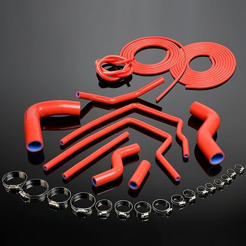 Radiador de silicona+kit de manguera de vacío compatible con Subaru Impreza GC8 GF8 STI EJ20 WRX rojo