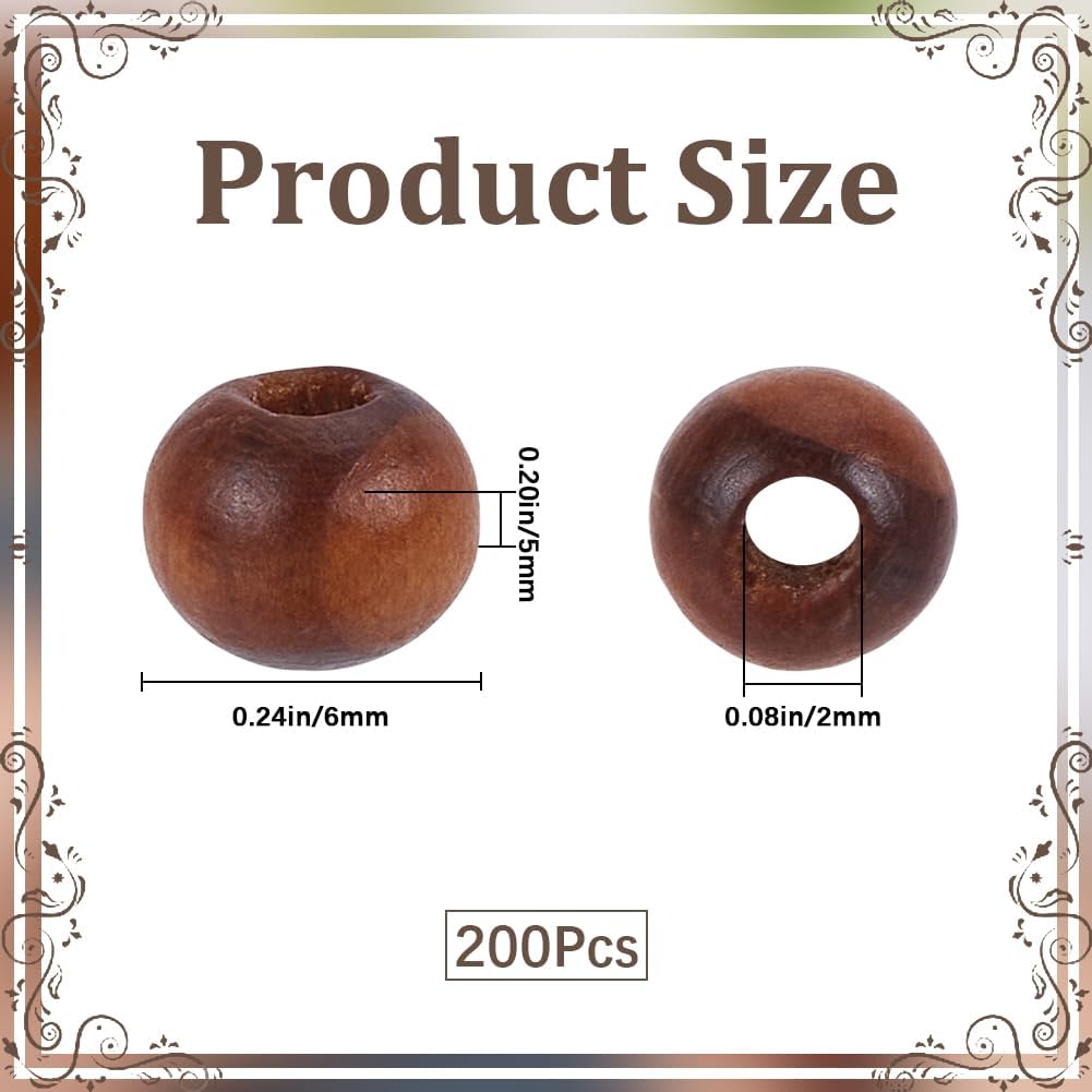 GORGECRAFT 200Pcs 6mm Natural Wood Beads Wooden Loose Beads Round Wood Bead with 2mm Hole Small Burlywood Bead Wooden Spacer Beads for Bracelet Necklace Hair Jewellery Making DIY Craft Home Decor - Image 2