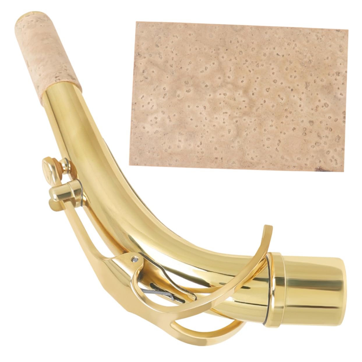 Supvox Ersatz Saxophonhals für Altsaxophon Gebogener Messing Saxophonhals mit Kork Saxophon Zubehör für Musiker