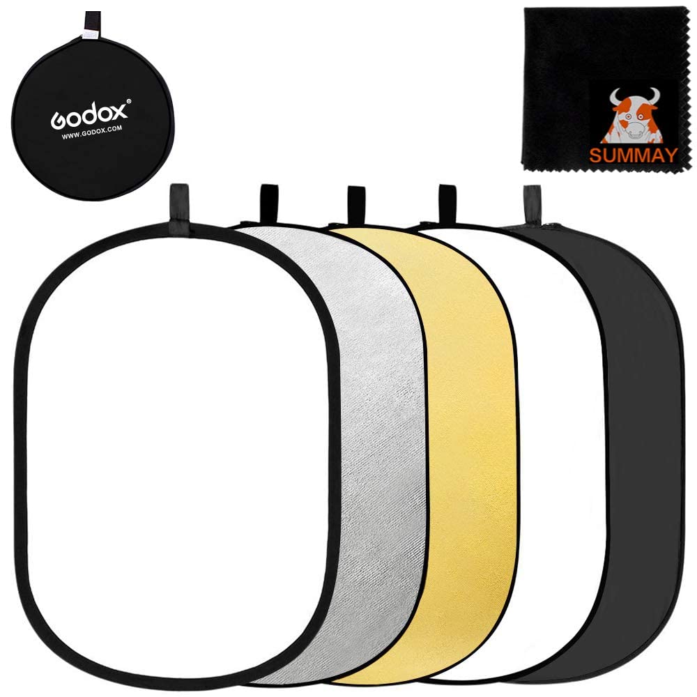 Godox 5 en 1 Ovale 100 x 150 cm Professionnel Pliable Multi-Disque réflecteur de lumière et translucides (RFT05-100x150)