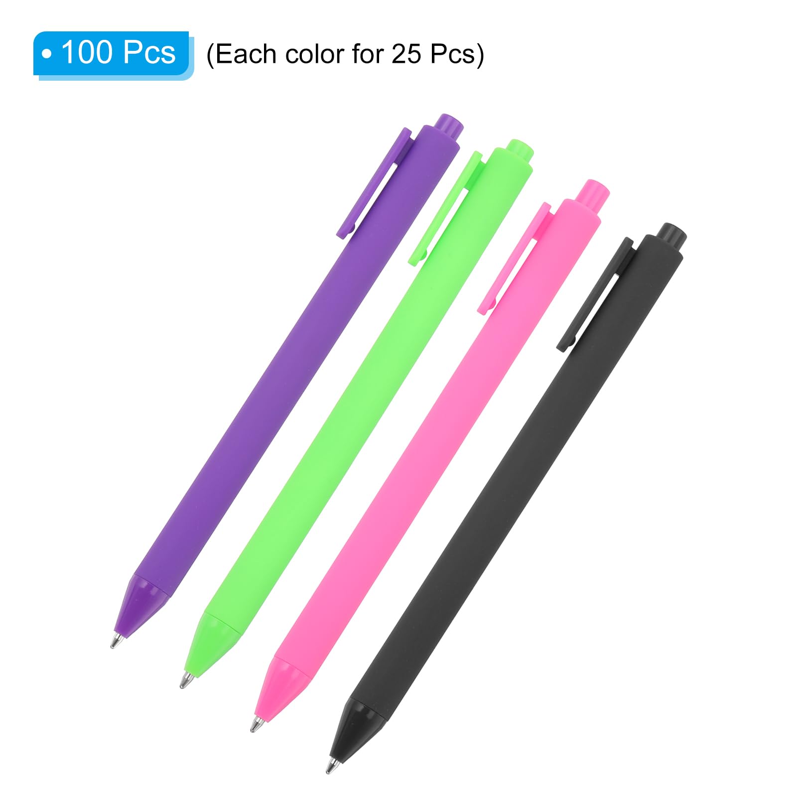 50 Pack Black Barrel Click Pens - 1.0mm Medium Point Ballpoint Pens For Office & School Supplies