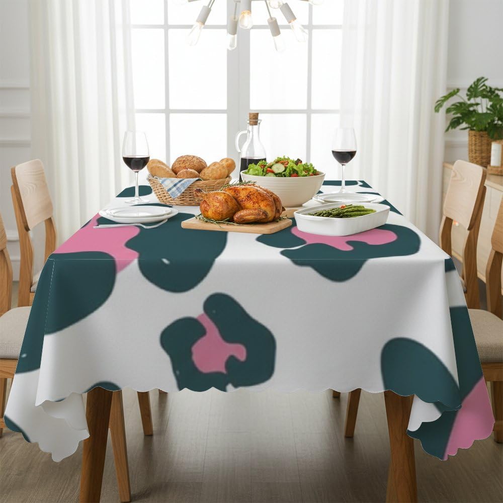Cute Leopard Print Table Covers 60 × 120 Inch, Oil Proof Spill Proof Italian Outdoor Dining Table Cover, Party Decorations Country Tablecloths for Camping Coffee Dining Room Cover