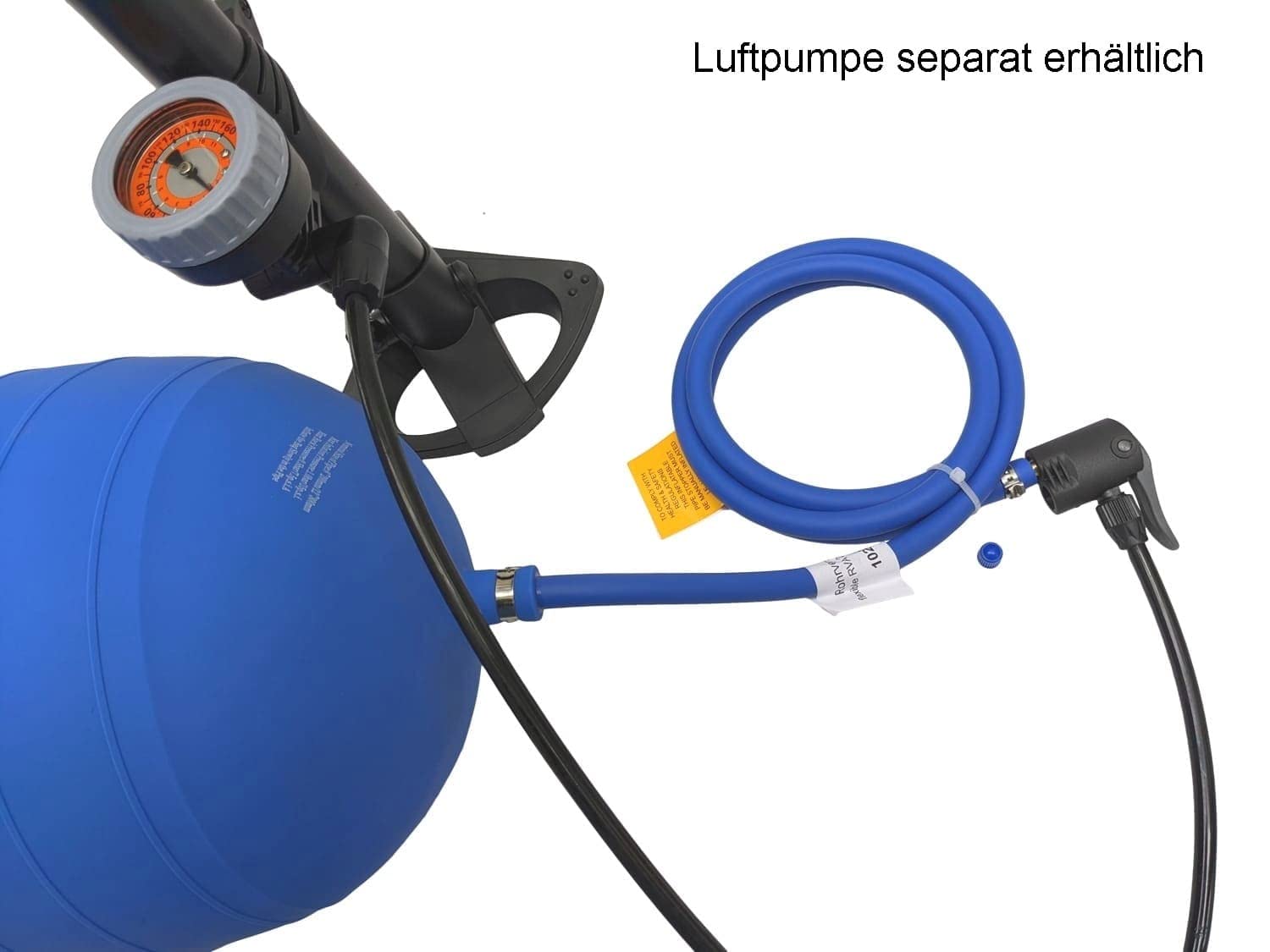 PVC Rohrverschluss mit Reifenventil, flexibel, aufblasbar, komplett mit 1,5 m Schlauch, Anwendungsbereich 71-91 mm