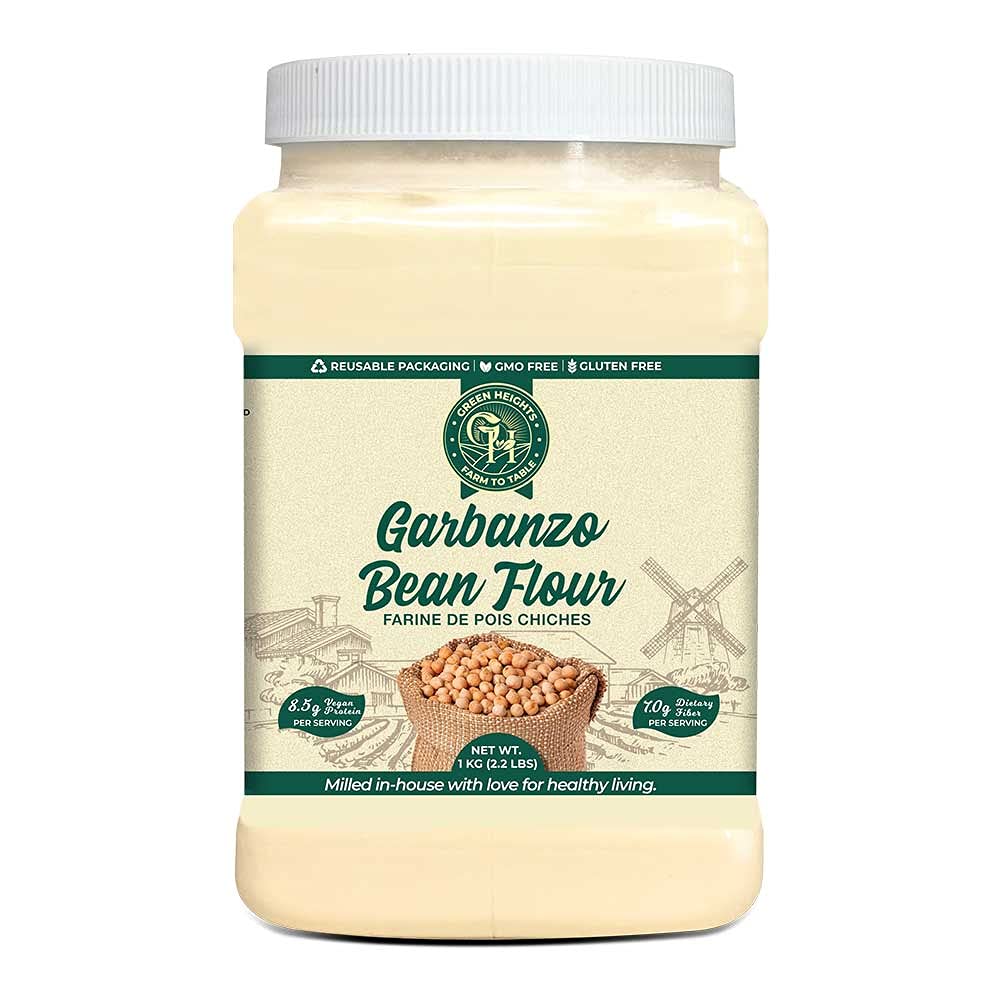 Garbanzo Bean Flour by Green Heights, 2.2 Pound Jar (1 KG