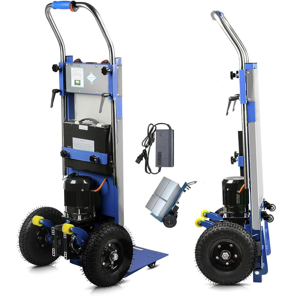 Genérico Electric Ladder Climb Hand Trolley 400kg Cargo Mobile Trolley for Climbing Heavy Duty Stairs with Li-Battery for Logistics Distribution Warehouse