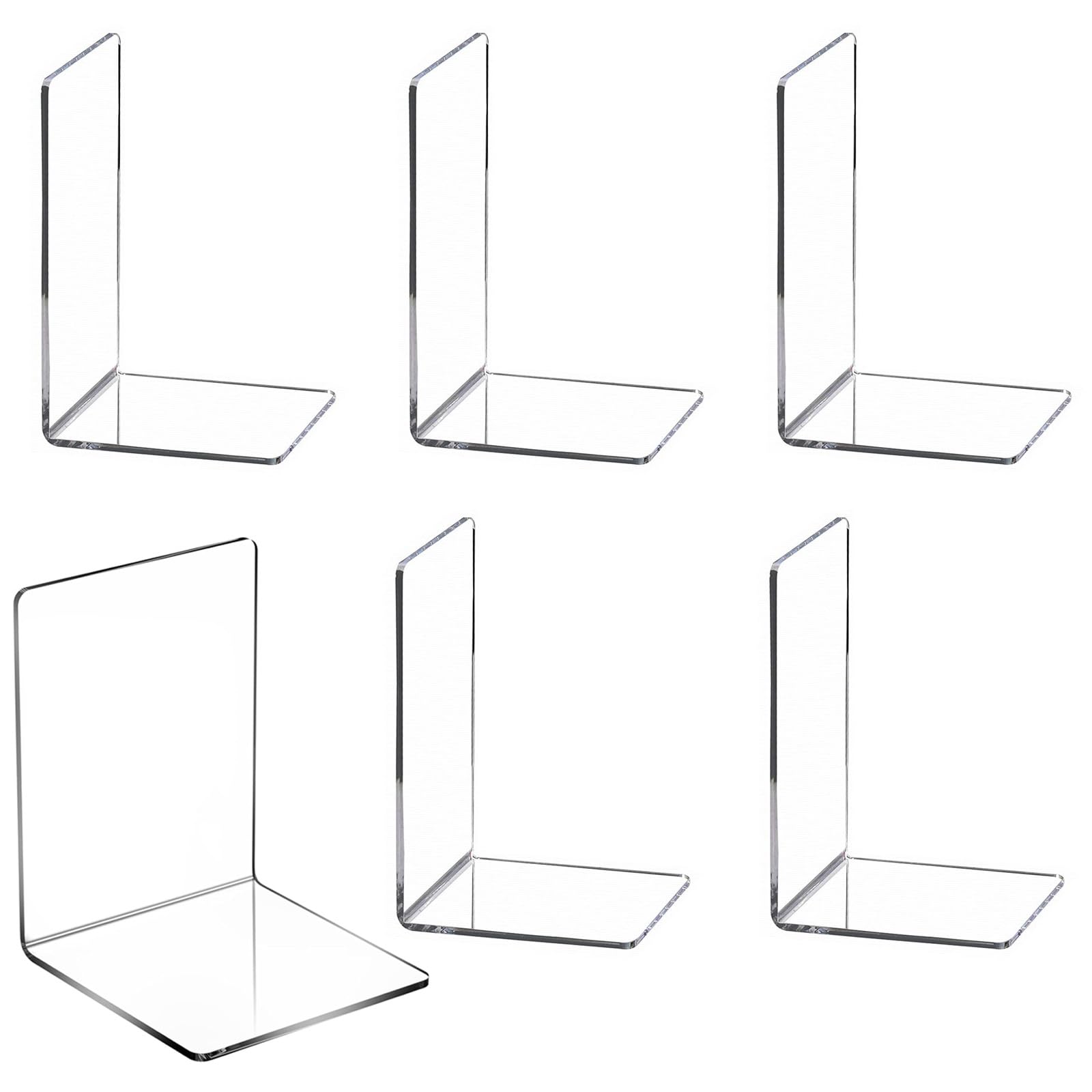 6 Pièces Sujetalibros estanteria, Sujetalibros de Acrílico Transparentes, Antideslizante Sujetalibros, Sujetalibros Transparentes, Adecuado para la Organización de Escuelas y Escritorios