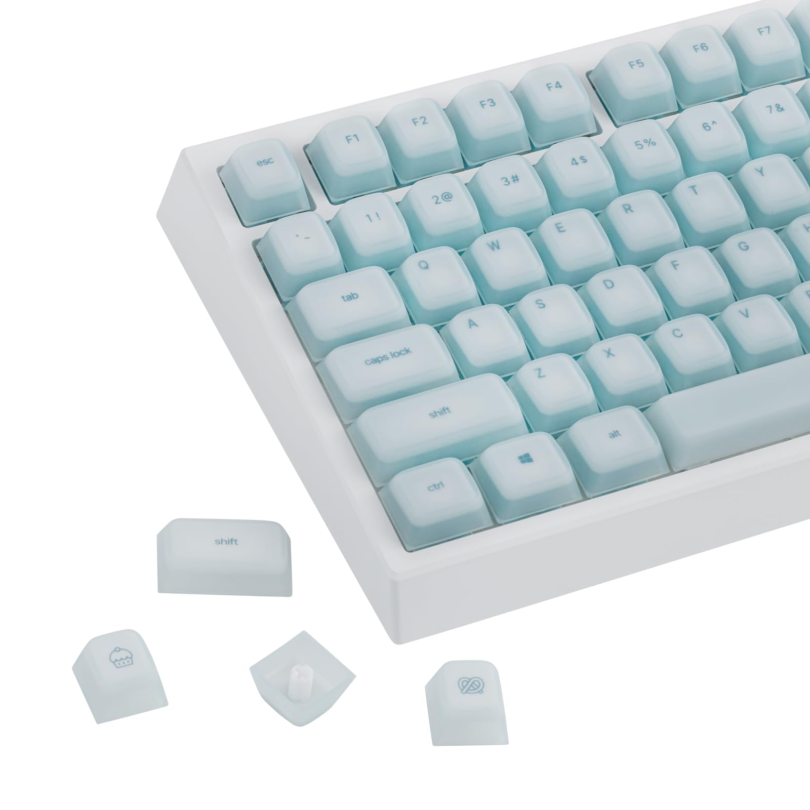 EPOMAKER AegisSil Keycap Set, Silicone Material, Cherry Profile, 113 Keys, 65%/75%/96%/Full Size, Custom Keyboard Keycaps Set for Cherry MX, Kailh, Outemu, Gateron Mechanical Gaming Keyboard (Blue) - Blue