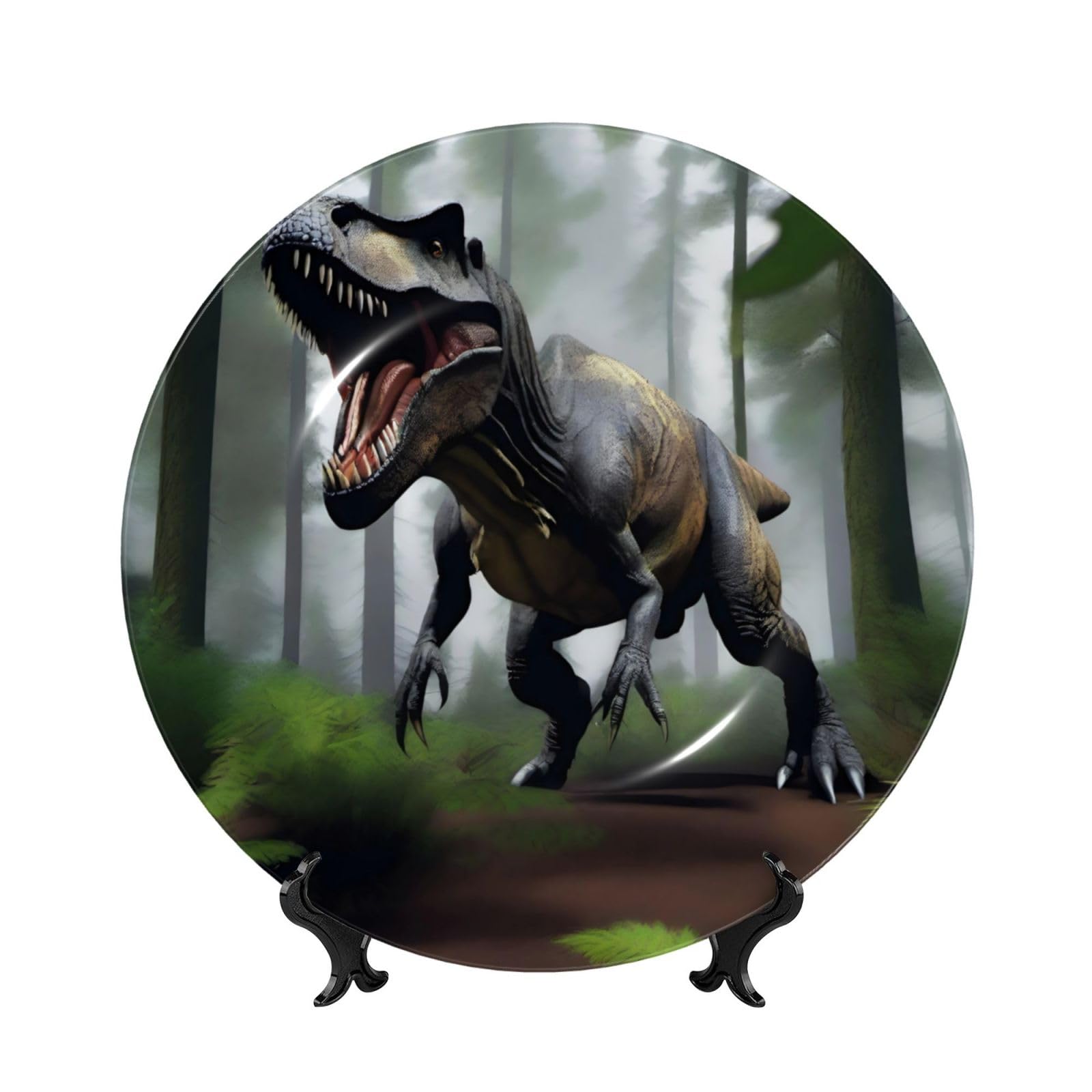 Platos decorativos de dinosaurio para regalo original de cumpleaños con soporte de exhibición