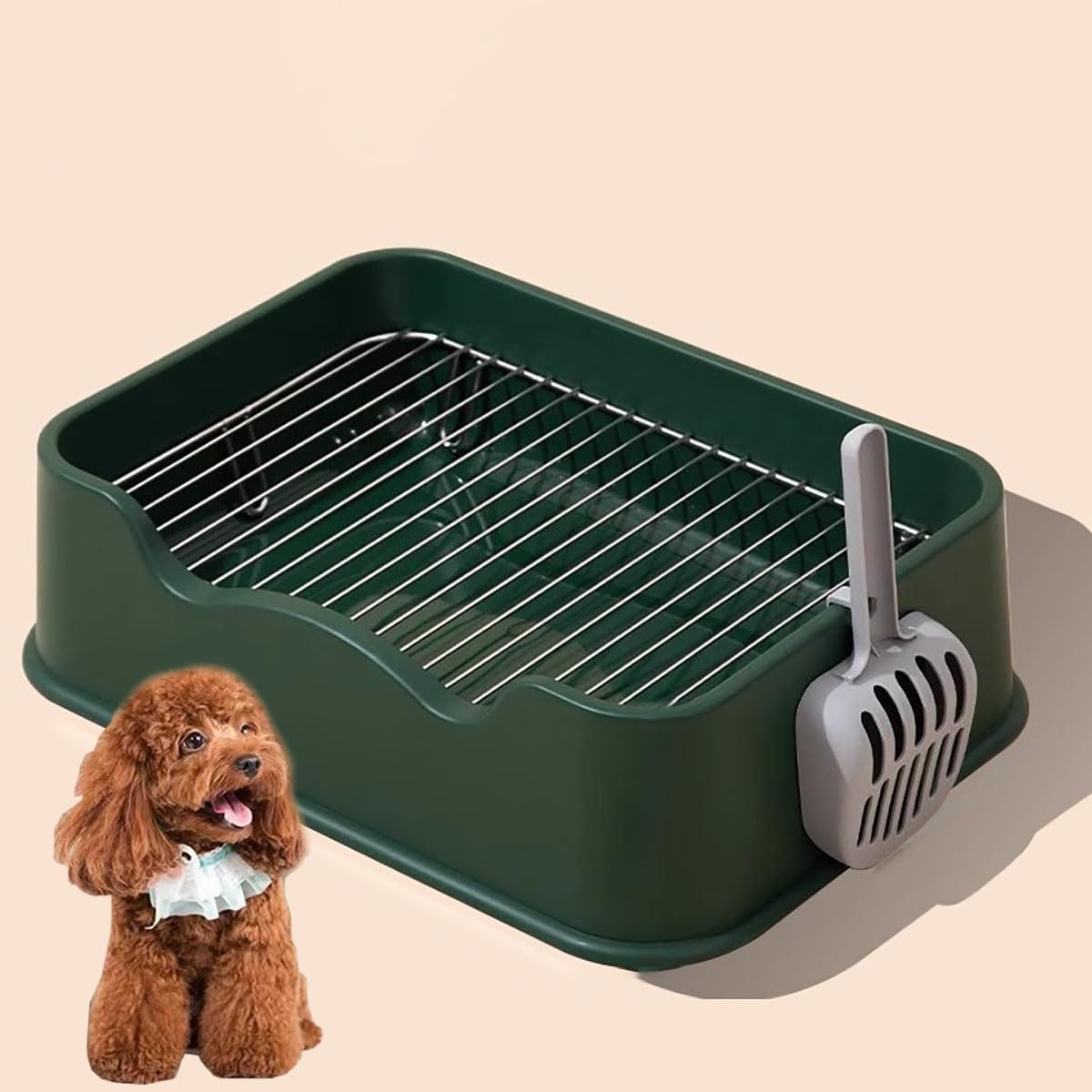 Pet Dog Toilet, Pee Pad Holder for Dogs, Indoor Dog Potty Pad, Mesh Training Tray, Keeping Paws Dry, for Small Medium Puppies(Green)