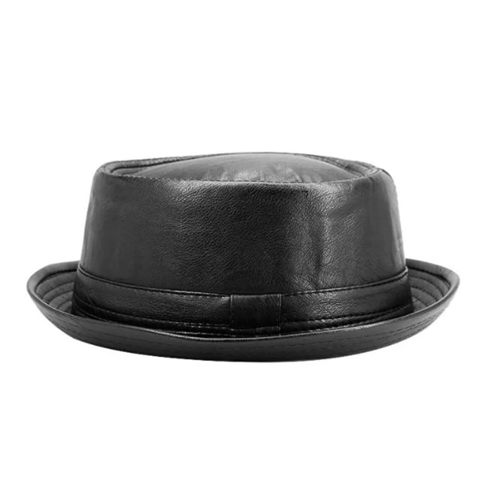 Cappelli Pork Pie Cappello da Uomo in Pelle Nera Trilby, Berretto Fedora, retrò Donna, Cappelli Autunnali, Vintage Jazz
