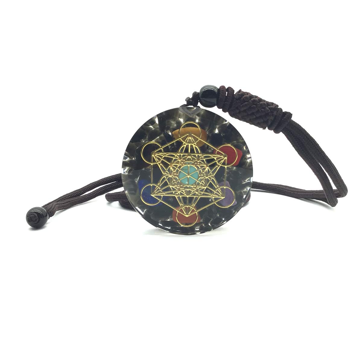 'EDEN'S CALL Healing 7 Chakra Metatron's Cube Orgonite Crystal Stone Pendant Necklace for Men and Women 26.38'' Adjustable Energy Generator Necklace'