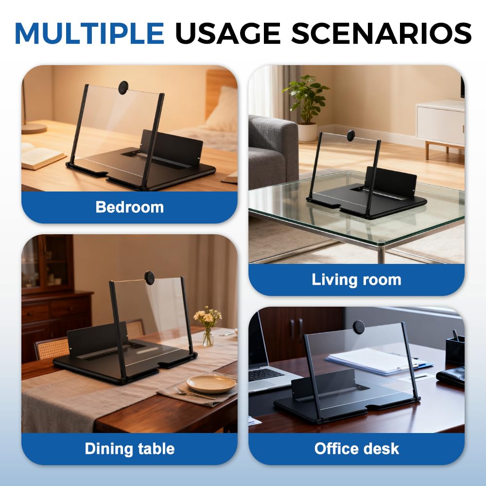 Screen Magnifier 2026 Version, Mobile Phone 3D HD Screen Magnifier, Foldable Phone Holder with Screen Amplifier, Magnifying Projector Screen for Movies Videos Gaming for All Phones (Black, 10 inch)