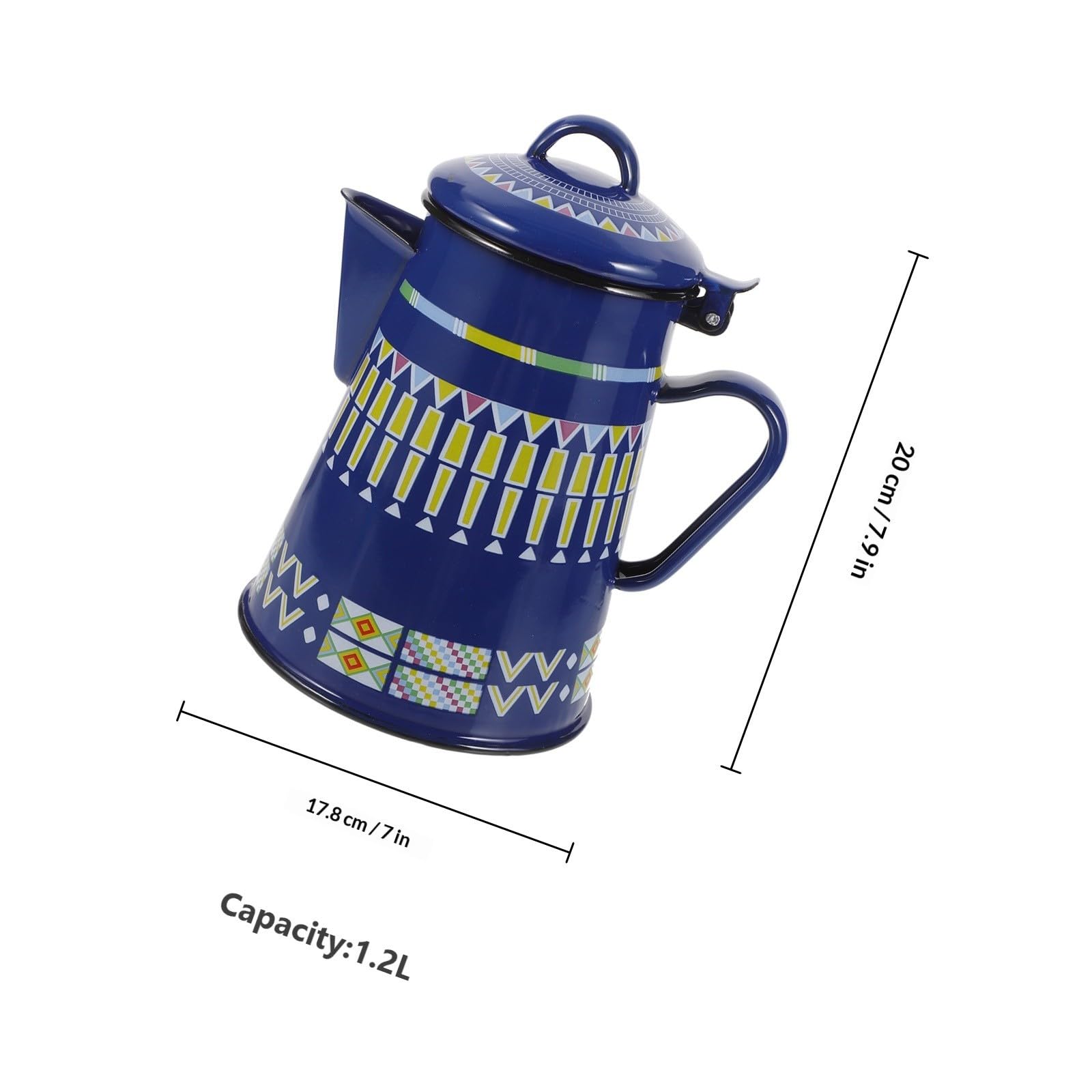 Bollitore Smaltato da 1,2l per Tè e Caffè Manico Ergonomico, Design Rustico Blu per Preparare Bevande Calde al Mattino