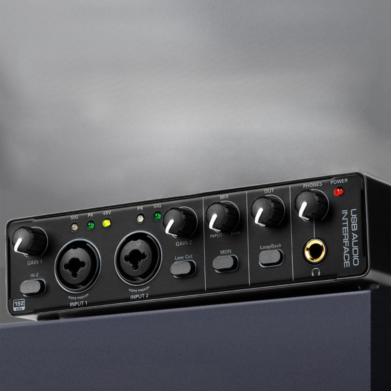 Interfejs Audio USB Karta Dźwiękowa RHM 2 Wejścia 2 Wyjścia Mikser Audio i Przedwzmacniacz Mikrofonowy do Profesjonalnego Nagrywania Porty XLR/TSR/TS Gitarzysta Wokalista