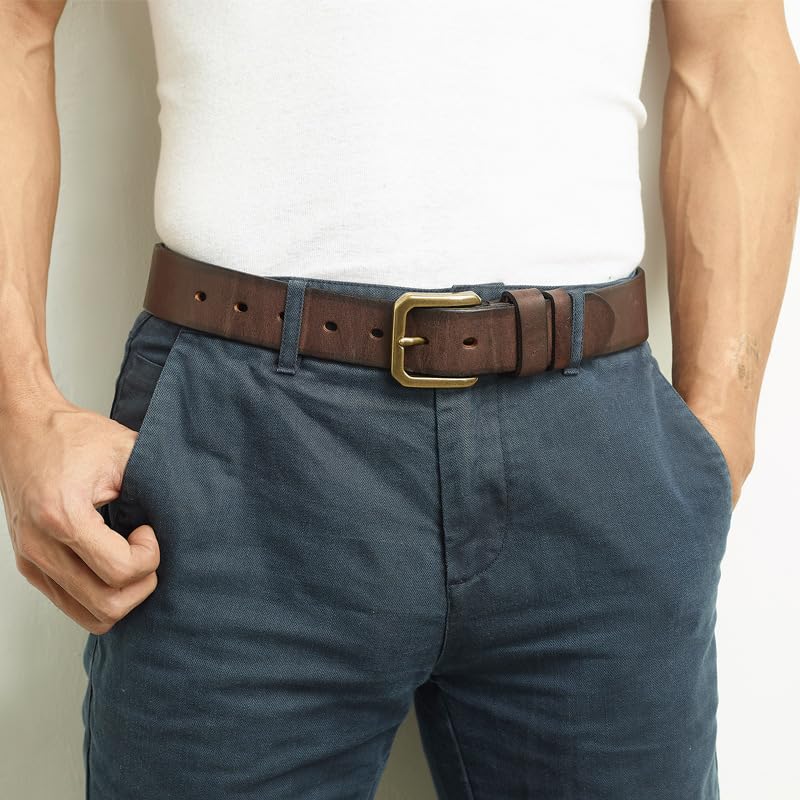 Adjustable Belt High-end Cowhide Men's Belt Copper Buckle Vintage Distressed Belt for Men for Dress and Casual Belts3