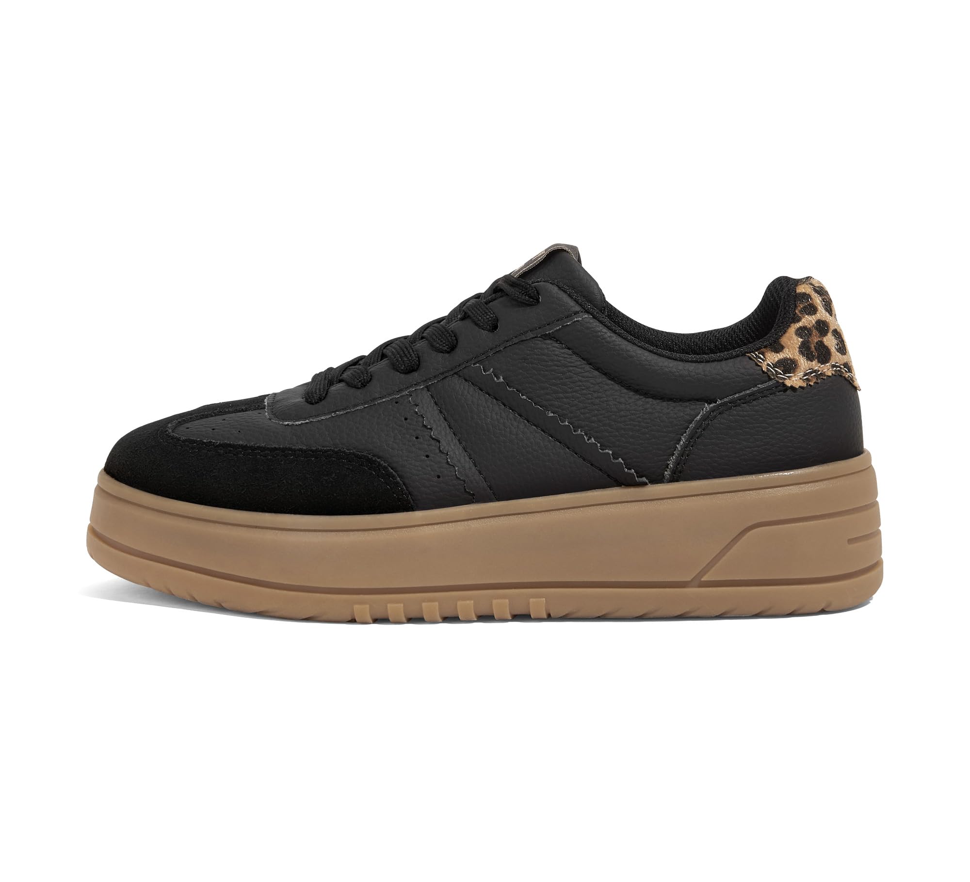 LUCKY STEP Damen Plateau-Sneakers mit Schnürung | Bequeme Freizeitschuhe mit Dicker Gummisohle aus Kunstleder | Low-Top Design für Stadt, Alltag & Sport