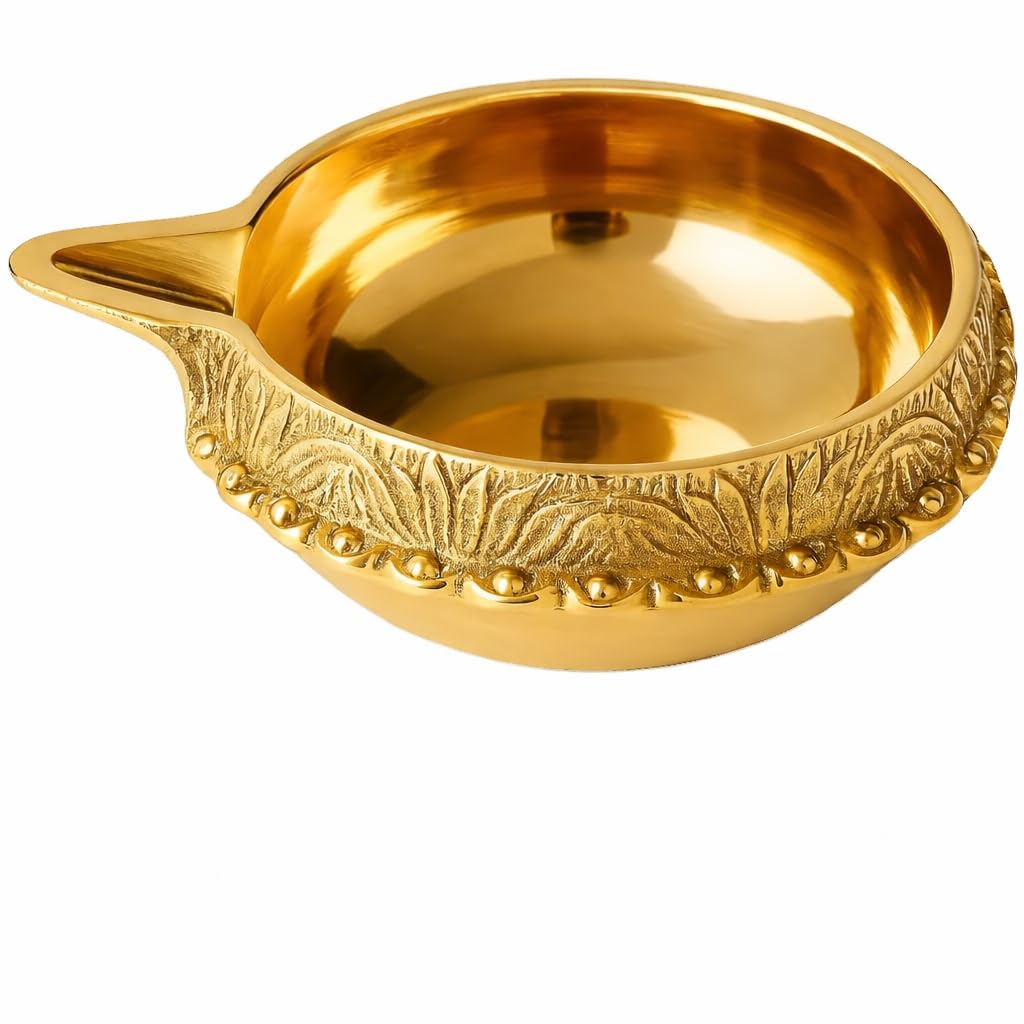 Yo!Zor Gold Brass Lamp Kuber Oil Divas Diya Hindu Puja Temple Burner (3.5Cm, )
