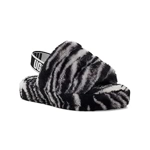 靴 UGG Fluff Yeah Slide Amazon.com | UGG K Fluff Yeah Slide Zebra Slipper, Black