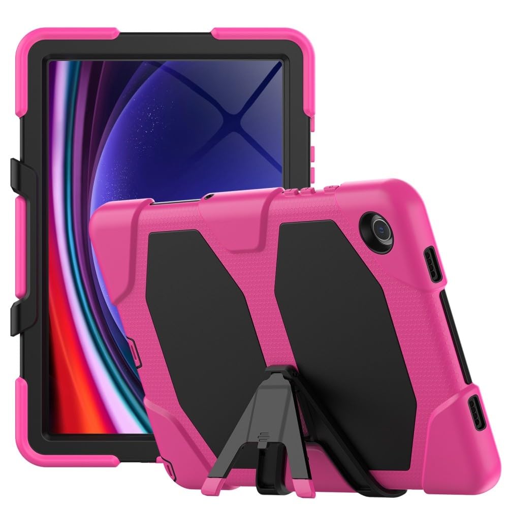 Generic etui kompatybilne z Samsung Galaxy Tab A9 8,7 SM-X110 X115 X117 (kolor: gorący róż) odporny na wstrząsy stojak pełna obudowa twarda silikonowa obudowa