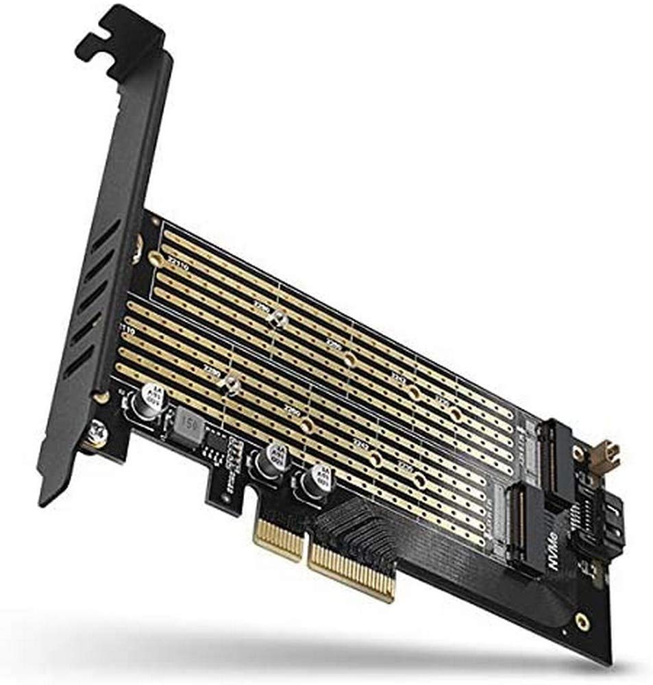 AXAGON PCEM2-D PCIE NVME+NGFF M.2 Adapter for Connection of up to Two M.2 Hard Drives to Computer. 1x NVMe M-Key + 1x NGFF B-Key
