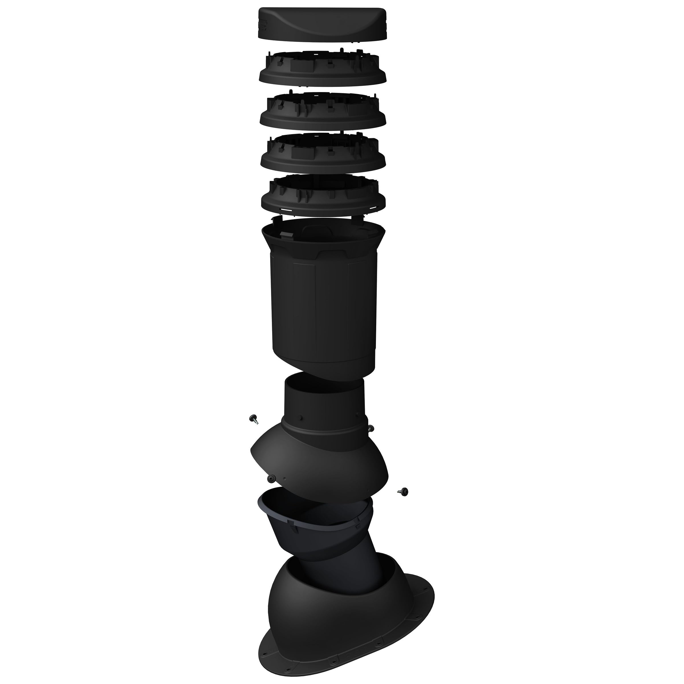Parotec Chimenea de ventilación DN125 para BMI Cobert – Taunus tejas (RAL 9005 – Negro)