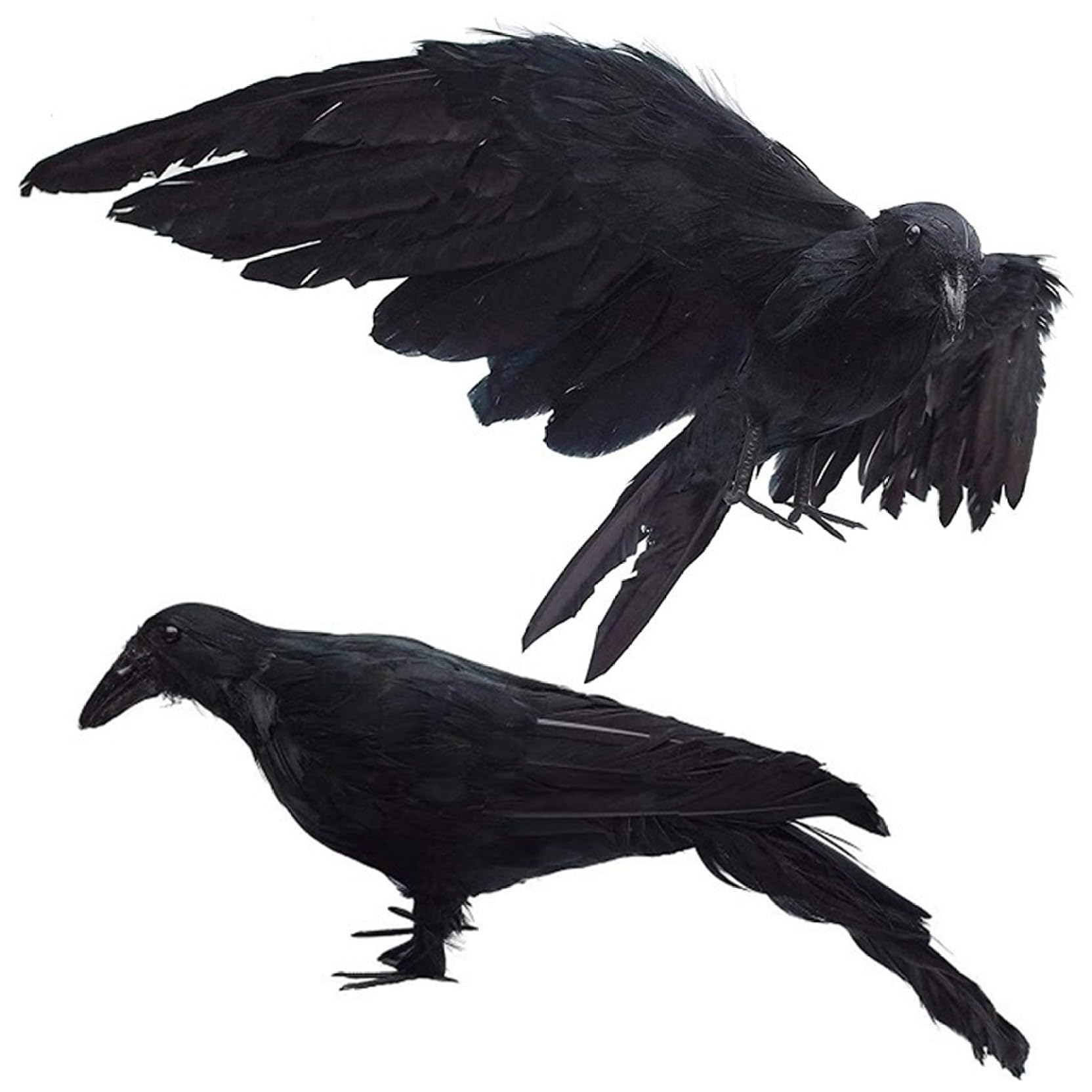 Xdyyjrasa Crow, 2Pcs 13x5.5 Realistic Raven Decor with Removable Wing